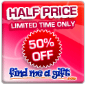 Selected gifts 50% off at Find Me A Gift