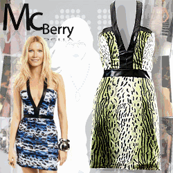  Leather trim halter neck mini dress in the style of Gwyneth Paltrow in Burberry