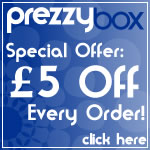 Get £5 pound off every order at Prezzybox. Claim today.